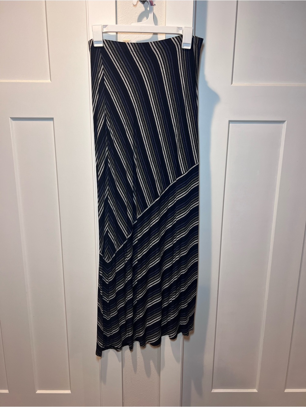 Matty M Navy and White Striped Maxi Skirt